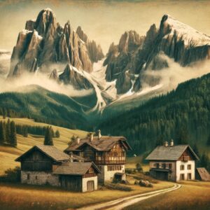 Vintage Dolomite Mountain Landscape