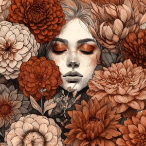 Woman in Bloom Floral Sketch