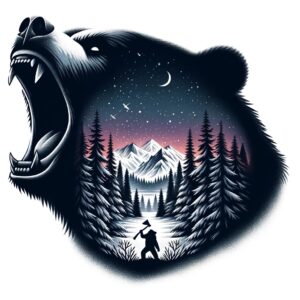 Mystic Bear Forest Night Sky