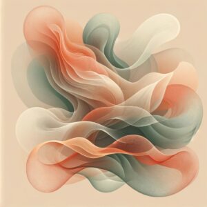 Peach and Green Abstract Flow