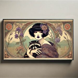 Vintage Woman With Racoon